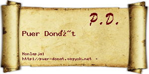 Puer Donát névjegykártya